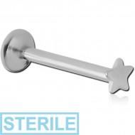 STERILE SURGICAL STEEL INTERNALLY THREADED MICRO LABRET WITH STAR PIERCING