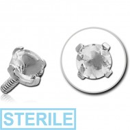 STERILE SURGICAL STEEL ROUND PRONG SET DIAMOND JEWELLED FOR 1.2MM INTERNALLY THREADED PINS PIERCING