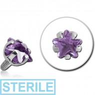 STERILE SURGICAL STEEL STAR PRONG SET JEWELLED FOR 1.2MM INTERNALLY THREADED PINS PIERCING