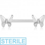 STERILE SURGICAL STEEL NIPPLE PIERCING INTERNAL THREADED BAR