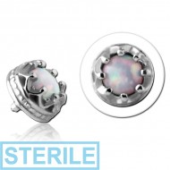 STERILE SURGICAL STEEL SYNTHETIC OPAL JEWELLED MICRO ATTACHMENT FOR 1.2MM INTERNALLY THREADED PINS - CROWN PIERCING