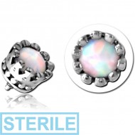 STERILE SURGICAL STEEL SYNTHETIC OPAL JEWELLED MICRO ATTACHMENT FOR 1.2MM INTERNALLY THREADED PINS - CROWN PIERCING
