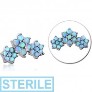 STERILE SURGICAL STEEL SYNTHETIC OPAL JEWELLED MICRO ATTACHMENT FOR 1.2MM INTERNALLY THREADED PINS - FLOWER