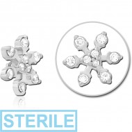 STERILE SURGICAL STEEL JEWELLED MICRO ATTACHMENT FOR 1.2MM INTERNALLY THREADED PINS - SNOWFLAKE PIERCING