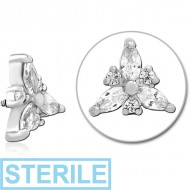 STERILE SURGICAL STEEL JEWELLED MICRO ATTACHMENT FOR 1.2MM INTERNALLY THREADED PINS - TRINITY PIERCING