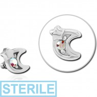 STERILE SURGICAL STEEL JEWELLED MICRO ATTACHMENT FOR 1.2MM INTERNALLY THREADED PINS - CRESCENT AND STAR