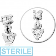 STERILE SURGICAL STEEL JEWELLED MICRO ATTACHMENT FOR 1.2MM INTERNALLY THREADED PINS PIERCING