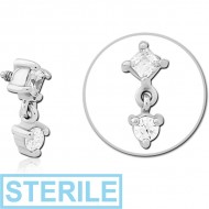 STERILE SURGICAL STEEL JEWELLED MICRO ATTACHMENT FOR 1.2MM INTERNALLY THREADED PINS PIERCING