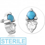 STERILE SURGICAL STEEL JEWELLED MICRO ATTACHMENT FOR 1.2MM INTERNALLY THREADED PINS PIERCING