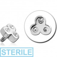 STERILE SURGICAL STEEL JEWELLED MICRO ATTACHMENT FOR 1.2MM INTERNALLY THREADED PINS - TRINITY PIERCING