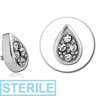 STERILE SURGICAL STEEL JEWELLED MICRO ATTACHMENT FOR 1.2MM INTERNALLY THREADED PINS - TEAR DROP