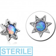 STERILE SURGICAL STEEL SYNTHETIC OPAL JEWELLED MICRO ATTACHMENT FOR 1.2MM INTERNALLY THREADED PINS - FLOWER