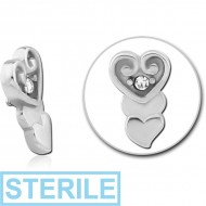 STERILE SURGICAL STEEL JEWELLED MICRO ATTACHMENT FOR 1.2MM INTERNALLY THREADED PINS - HEART