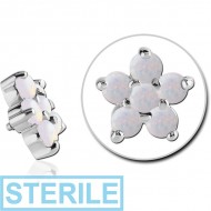 STERILE SURGICAL STEEL SYNTHETIC OPAL JEWELLED MICRO ATTACHMENT FOR 1.2MM INTERNALLY THREADED PINS - FLOWER