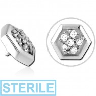 STERILE SURGICAL STEEL JEWELLED MICRO ATTACHMENT FOR 1.2MM INTERNALLY THREADED PINS - HEXAGON
