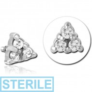 STERILE SURGICAL STEEL JEWELLED MICRO ATTACHMENT FOR 1.2MM INTERNALLY THREADED PINS - TRIANGLE PIERCING