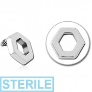 STERILE SURGICAL STEEL MICRO ATTACHMENT FOR 1.2MM INTERNALLY THREADED PINS - HEXAGON PIERCING