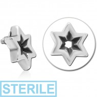 STERILE SURGICAL STEEL MICRO ATTACHMENT FOR 1.2MM INTERNALLY THREADED PINS - STAR INDENT PIERCING