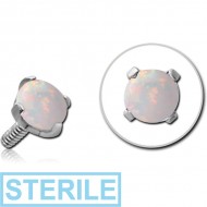 STERILE SURGICAL STEEL ROUND PRONG SET SYNTHETIC OPAL FOR 1.6MM INTERNALLY THREADED PINS PIERCING