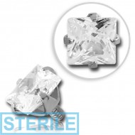 STERILE SURGICAL STEEL SQUARE PRONG SET JEWELLED FOR 1.6MM PIERCING