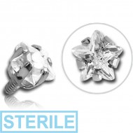 STERILE SURGICAL STEEL STAR PRONG SET JEWELLED FOR 1.6MM INTERNALLY THREADED PINS PIERCING