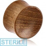 STERILE ORGANIC WOODEN PLUG TEAK CONCAVE DOUBLE FLARED