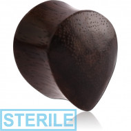 STERILE ORGANIC WOODEN PLUG BLACK ROSE-WOOD-SONO DOUBLE FLARED TEAR DROP