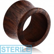 STERILE ORGANIC WOODEN TUNNEL DOUBLE FLARED - BLACK ROSE-WOOD