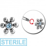 STERILE SURGICAL STEEL VALUE CRYSTAL JEWELLED FLOWER BALL PIERCING