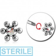 STERILE SURGICAL STEEL OPTIMA CRYSTAL JEWELLED FLOWER BALL PIERCING