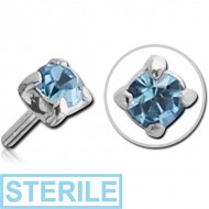 STERILE STERLING SILVER 925 JEWELLED PRONG SET SQUARE PUSH FIT ATTACHMENT FOR BIOFLEX NOSE STUDS