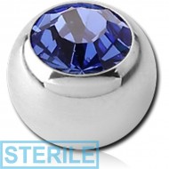 STERILE SURGICAL STEEL VALUE CRYSTAL JEWELLED BALL PIERCING