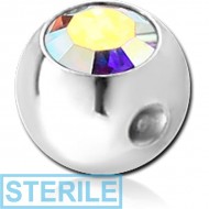 STERILE SURGICAL STEEL OPTIMA CRYSTAL JEWELLED BALL FOR BALL CLOSURE RING PIERCING