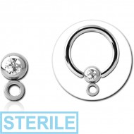 STERILE SURGICAL STEEL HIGH END CRYSTAL JEWELLED BALL FOR BALL CLOSURE RING WITH HORIZONTAL HOOP
