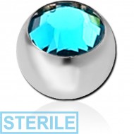 STERILE SURGICAL STEEL FLAT STONE SWAROVSKI CRYSTAL JEWELLED BALL PIERCING