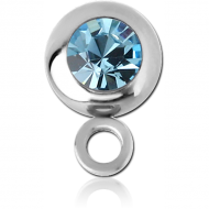SURGICAL STEEL SWAROVSKI CRYSTAL JEWELLED BALL WITH HORIZONTAL HOOP PIERCING