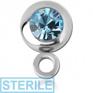 STERILE SURGICAL STEEL HIGH END CRYSTAL JEWELLED BALL WITH HORIZONTAL HOOP