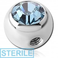 STERILE SURGICAL STEEL SIDE THREADED OPTIMA CRYSTAL JEWELLED BALL PIERCING