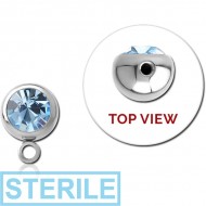 STERILE SURGICAL STEEL SIDE THREADED SWAROVSKI CRYSTAL JEWELLED BALL WITH HOOP PIERCING