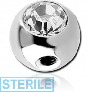 STERILE SURGICAL STEEL SIDE THREADED SWAROVSKI CRYSTAL JEWELLED MICRO BALL PIERCING