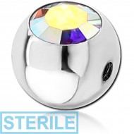 STERILE SURGICAL STEEL SIDE THREADED VALUE CRYSTAL JEWELLED MICRO BALL PIERCING