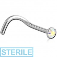 STERILE SURGICAL STEEL VALUE JEWELLED CURVED NOSE STUD PIERCING