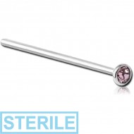 STERILE SURGICAL STEEL OPTIMA CRYSTALJEWELLED STRAIGHT NOSE STUD 15MM PIERCING