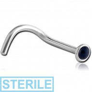 STERILE SURGICAL STEEL SEMI PRECIOUS CABOCHON CURVED NOSE STUD PIERCING