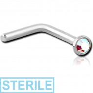 STERILE SURGICAL STEEL VALUE CRYSTAL JEWELLED 90 DEGREE NOSE STUD PIERCING