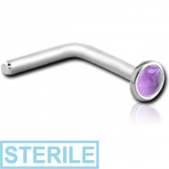 STERILE SURGICAL STEEL SEMI PRECIOUS CABOCHON CURVED NOSE STUD PIERCING