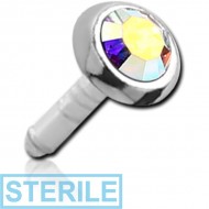 STERILE STERLING SILVER 925 JEWELLED PUSH FIT ATTACHMENT FOR BIOFLEX INTERNAL LABRET - ROUND