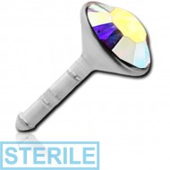 STERILE STERLING SILVER 925 JEWELLED PUSH FIT ATTACHMENT FOR BIOFLEX INTERNAL LABRET - ROUND PIERCING