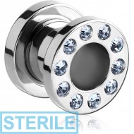 STERILE STAINLESS STEEL JEWELLED THREADED TUNNEL PIERCING