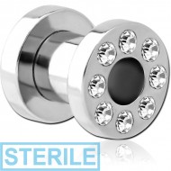 STERILE STAINLESS STEEL VALUE JEWELLED THREADED TUNNEL PIERCING